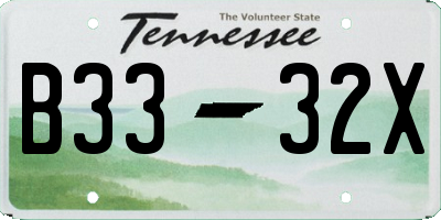 TN license plate B3332X