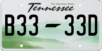 TN license plate B3333D