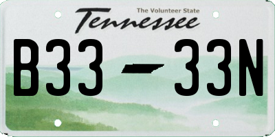TN license plate B3333N