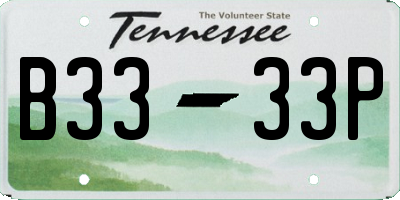 TN license plate B3333P