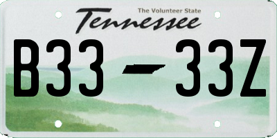 TN license plate B3333Z