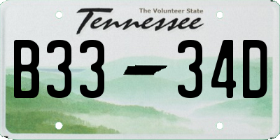 TN license plate B3334D