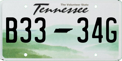 TN license plate B3334G