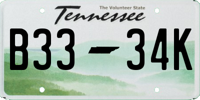 TN license plate B3334K