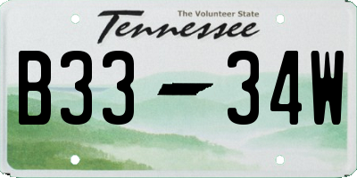 TN license plate B3334W