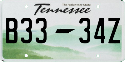 TN license plate B3334Z