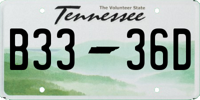 TN license plate B3336D
