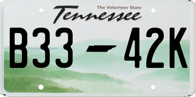 TN license plate B3342K