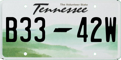 TN license plate B3342W