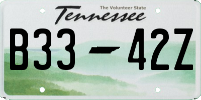 TN license plate B3342Z