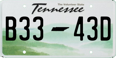 TN license plate B3343D