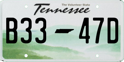 TN license plate B3347D