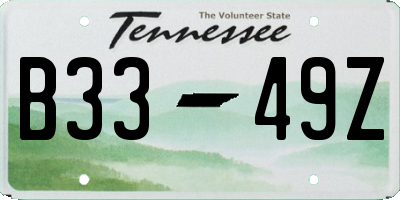 TN license plate B3349Z