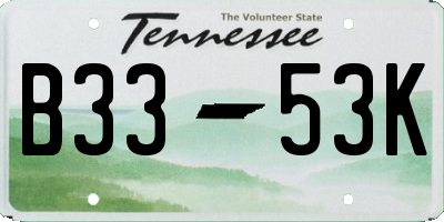 TN license plate B3353K