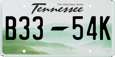 TN license plate B3354K