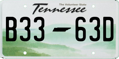 TN license plate B3363D