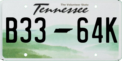 TN license plate B3364K