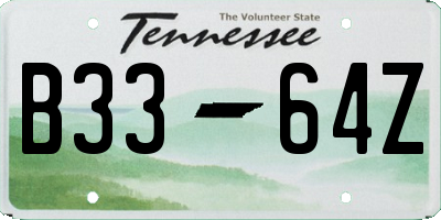 TN license plate B3364Z