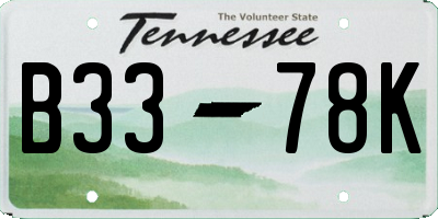 TN license plate B3378K