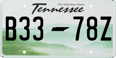 TN license plate B3378Z