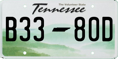 TN license plate B3380D