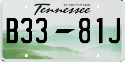 TN license plate B3381J