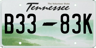 TN license plate B3383K