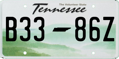 TN license plate B3386Z