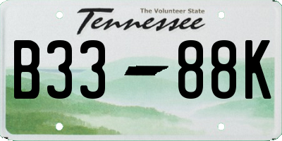 TN license plate B3388K