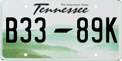 TN license plate B3389K
