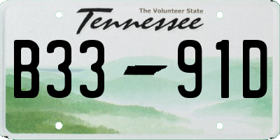 TN license plate B3391D