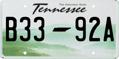 TN license plate B3392A