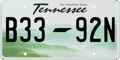 TN license plate B3392N