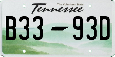 TN license plate B3393D
