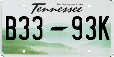 TN license plate B3393K