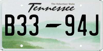 TN license plate B3394J