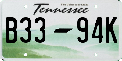 TN license plate B3394K