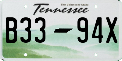 TN license plate B3394X