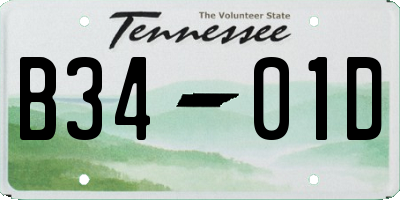 TN license plate B3401D