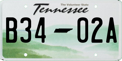 TN license plate B3402A