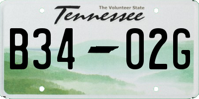 TN license plate B3402G