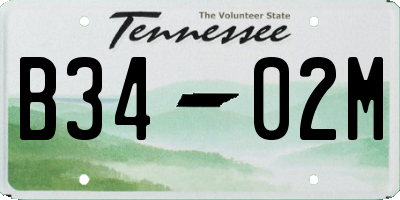 TN license plate B3402M