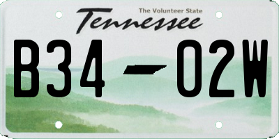 TN license plate B3402W