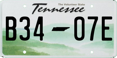 TN license plate B3407E