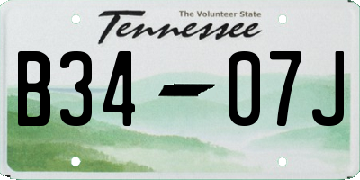 TN license plate B3407J