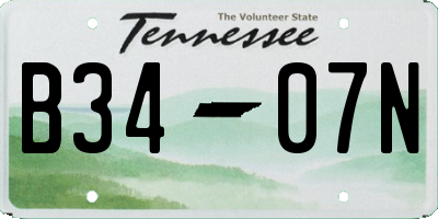 TN license plate B3407N