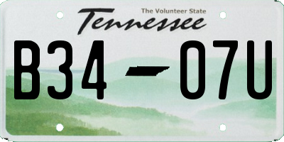 TN license plate B3407U