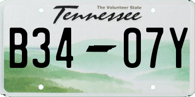 TN license plate B3407Y