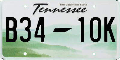 TN license plate B3410K