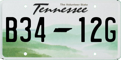 TN license plate B3412G